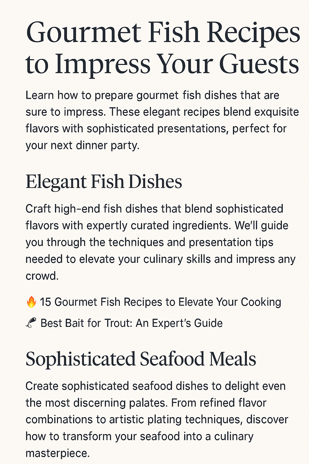12 Gourmet Fish Recipes to Impress Your Guests: Elegant, Delicious, and Show-Stopping..
