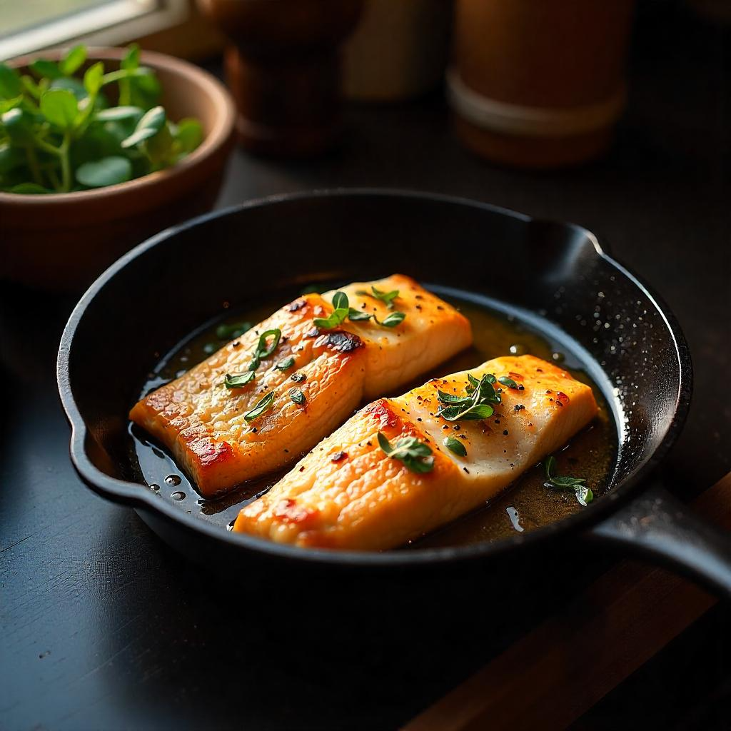 Spicy Cajun fried bass fillet ready to serve