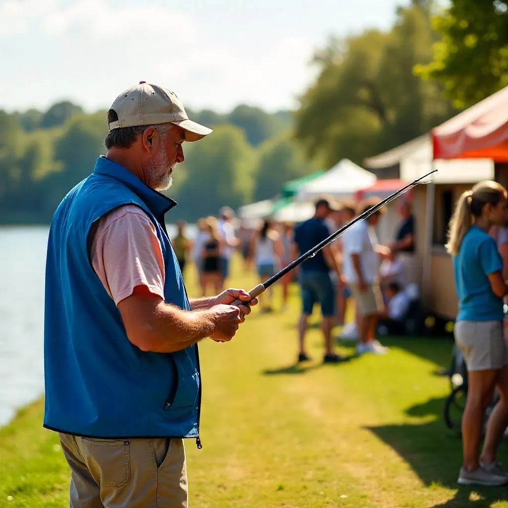 Fishing expos 2025 trade show with gear, anglers, and booths