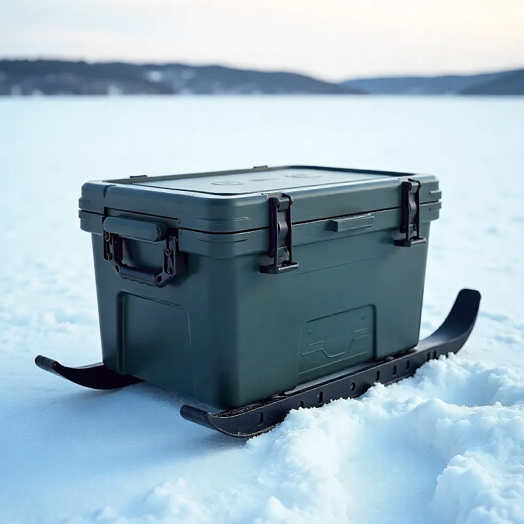 The Best Ice Fishing Sled: Complete Guide to Gear Transport in 2026 3 Snowmobile towing large ice fishing sled across winter lake