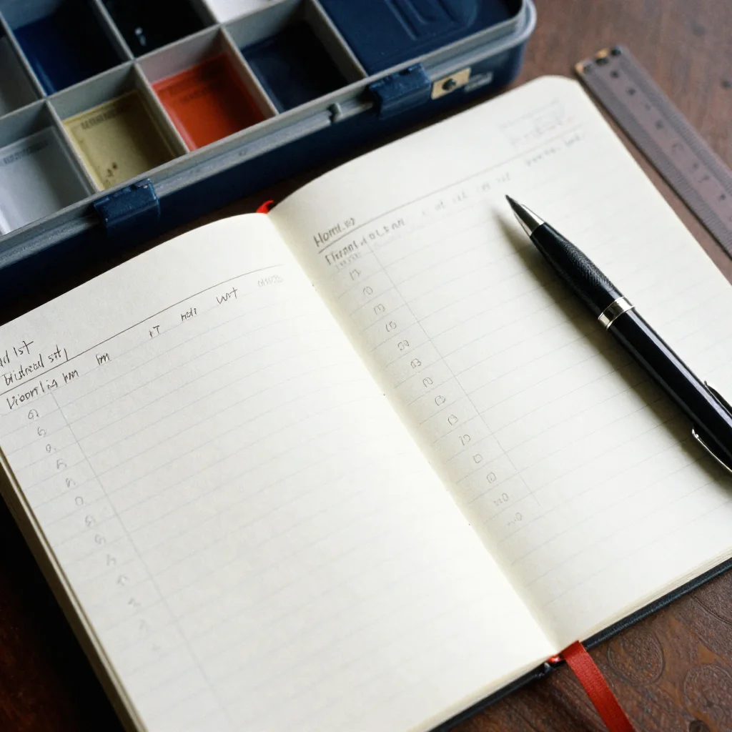 Paper fishing log notebook with pen for recording catches