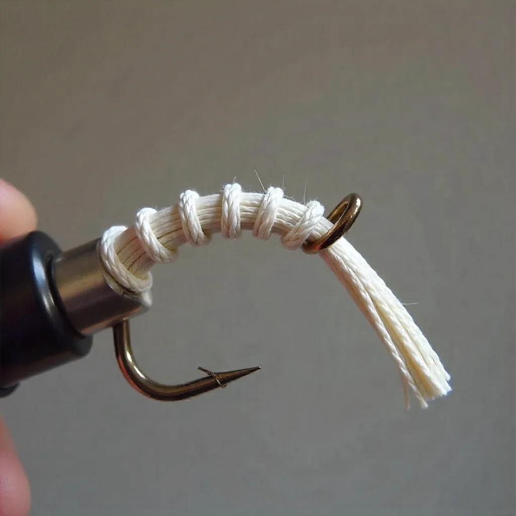 Snell knot creating upward pivot point on flipping hook